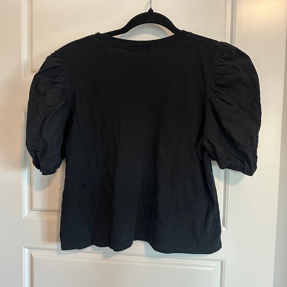 Zara Black Short Sleeve Puff Top - Picture 2 of 2